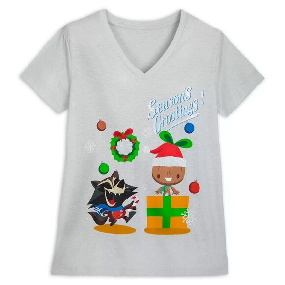 Disney Marvel Groot Holiday Tee Season's Grootings Guardians of the Galaxy Sz Lg - Picture 1 of 5